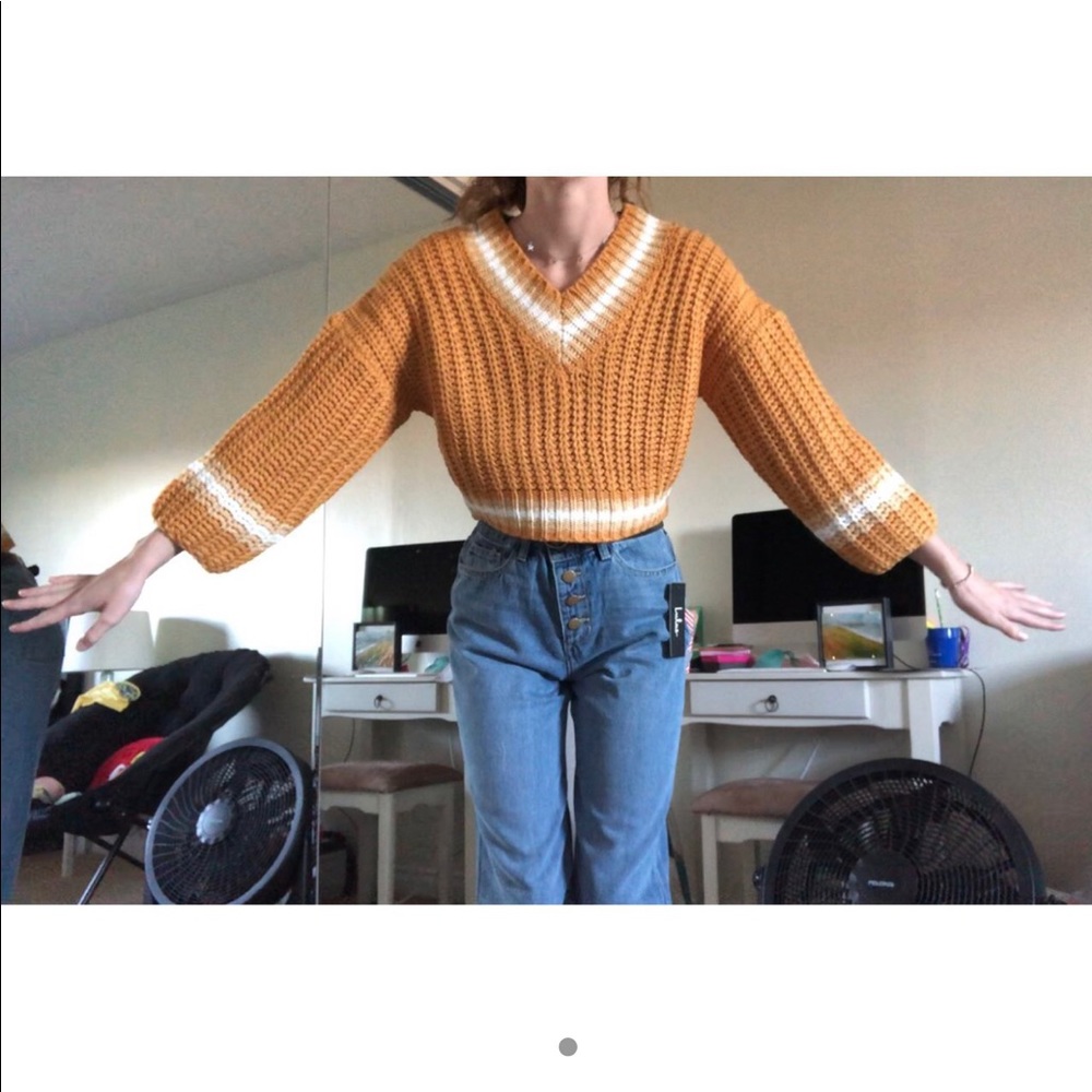 Mustard Yellow Striped Sweater